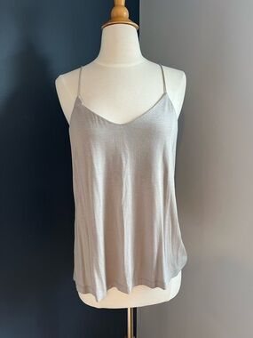 NWOT H&M Basic Taupe Satin Camisole Tank Top Sleeveless Minimalist Layering